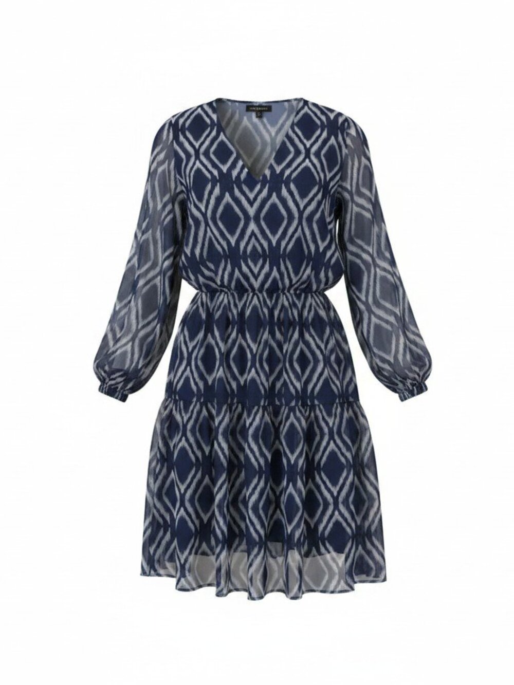 Lane Bryant Navy Blue White Geometric Ikat Print V-Neck Dress Size 20 NWT